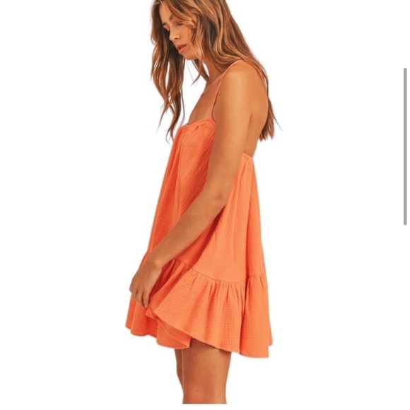 Mable Octavia Mini Dress Orange Cotton Summer Sun Dress - Picture 2 of 11